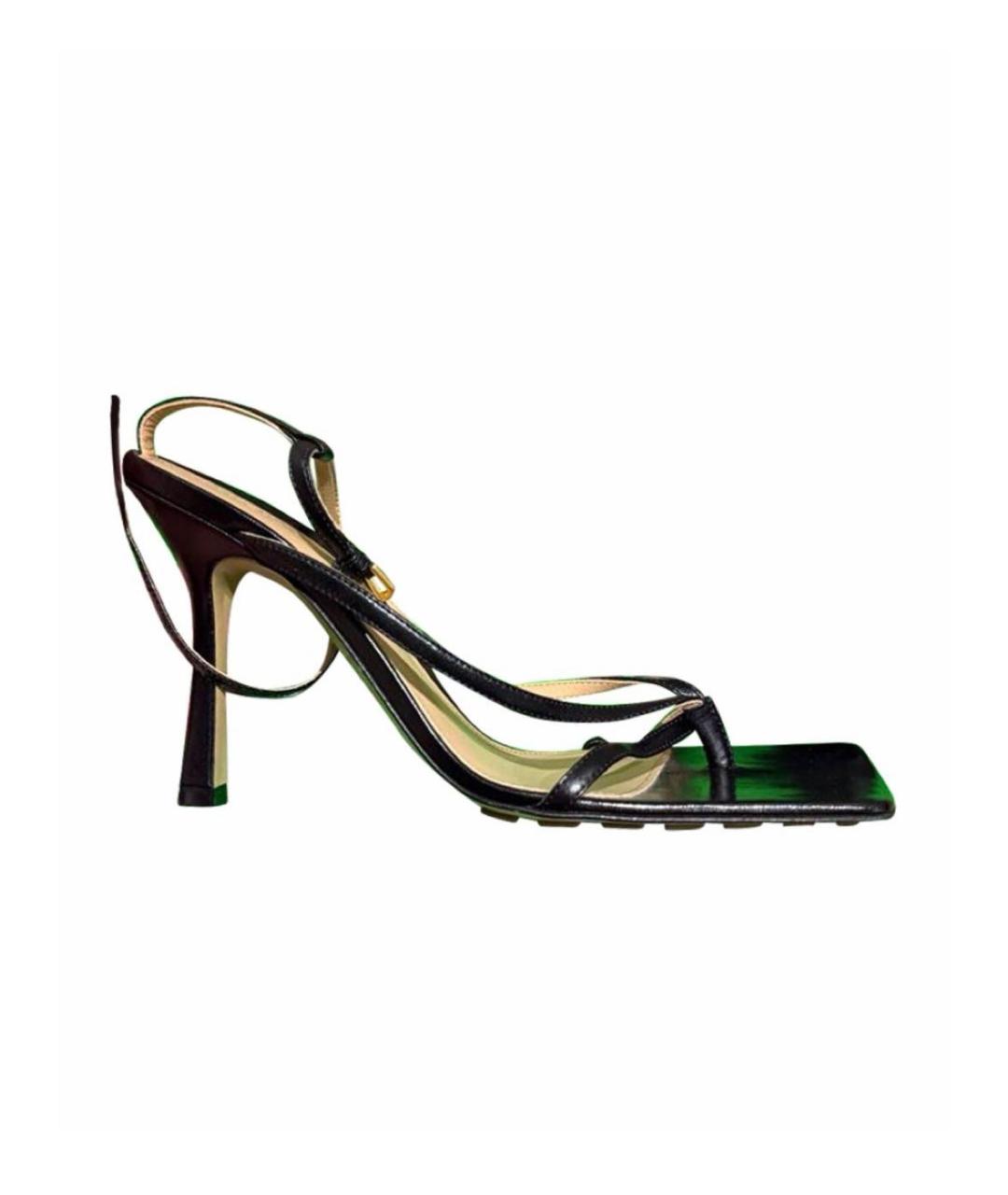 BOTTEGA VENETA Черные кожаные босоножки, фото 9