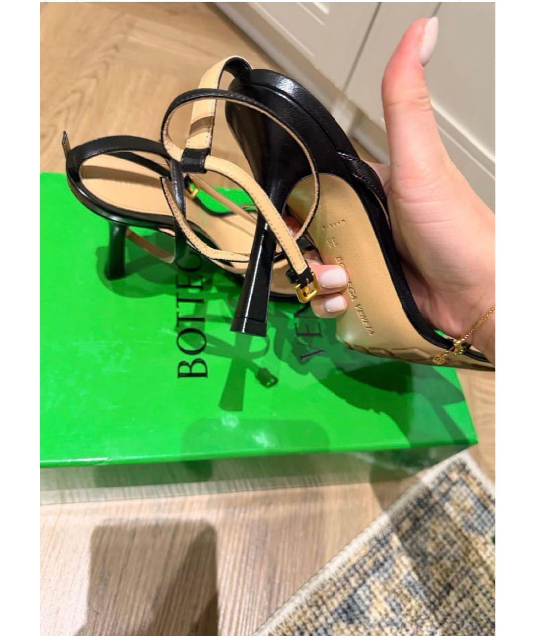 BOTTEGA VENETA Черные кожаные босоножки, фото 3