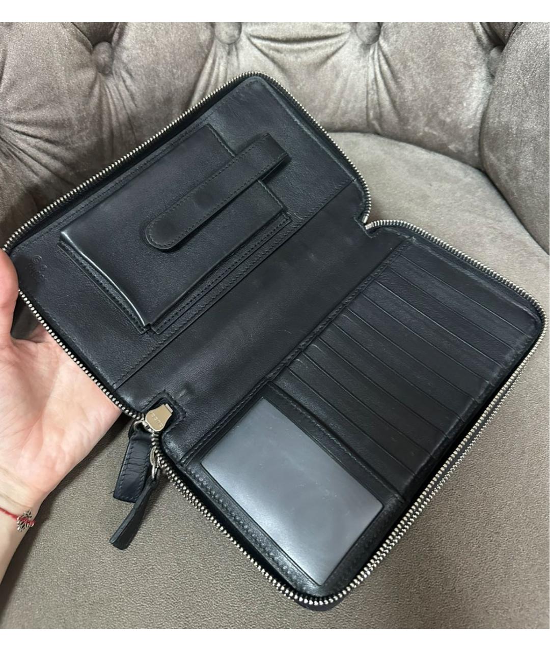 GUCCI Черный кожаный кошелек, фото 6