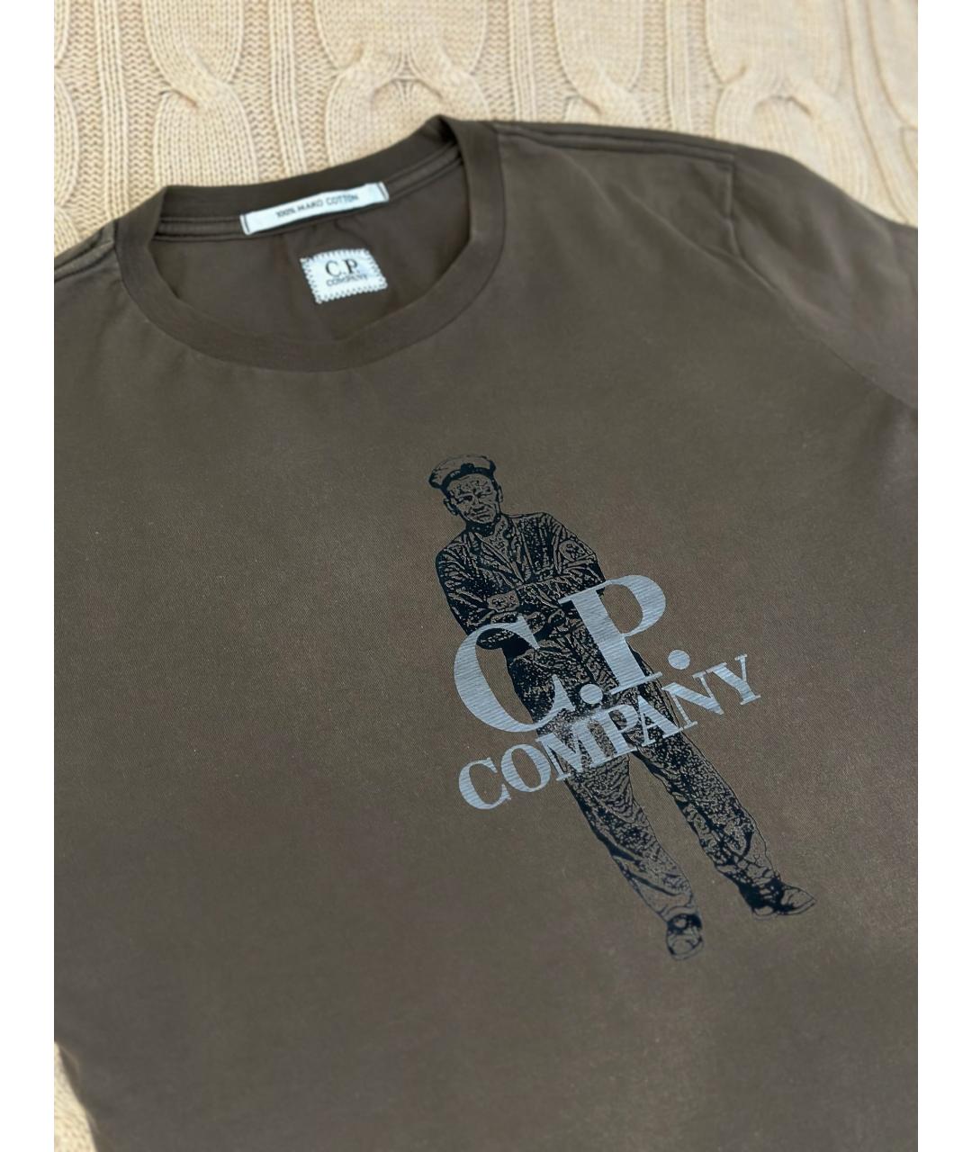 CP COMPANY Коричневая хлопковая футболка, фото 3