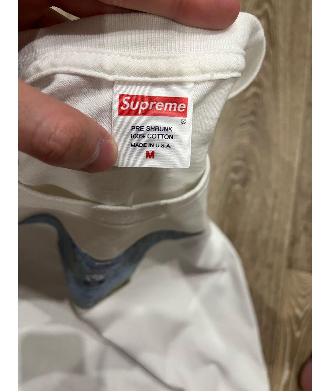 SUPREME Белая хлопковая футболка, фото 3