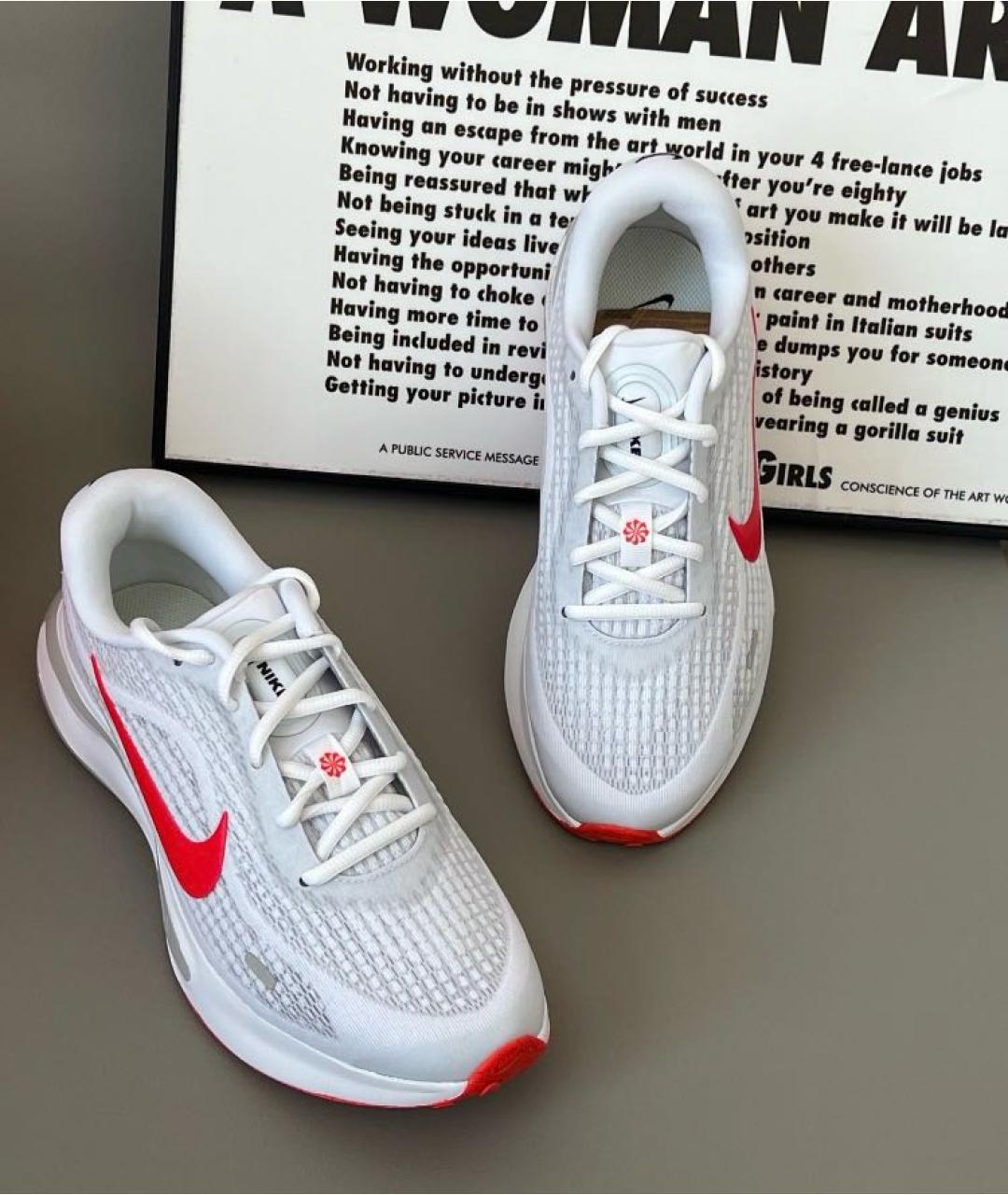 NIKE Белые текстильные низкие кроссовки / кеды, фото 6
