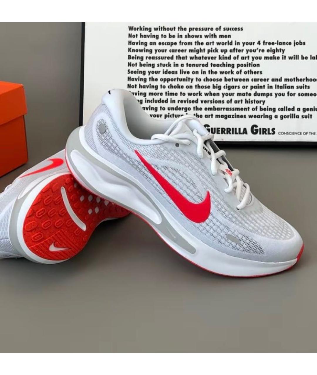 NIKE Белые текстильные низкие кроссовки / кеды, фото 5