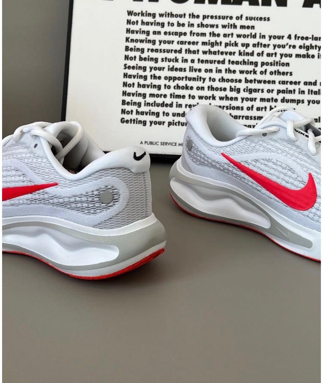 NIKE Белые текстильные низкие кроссовки / кеды, фото 8