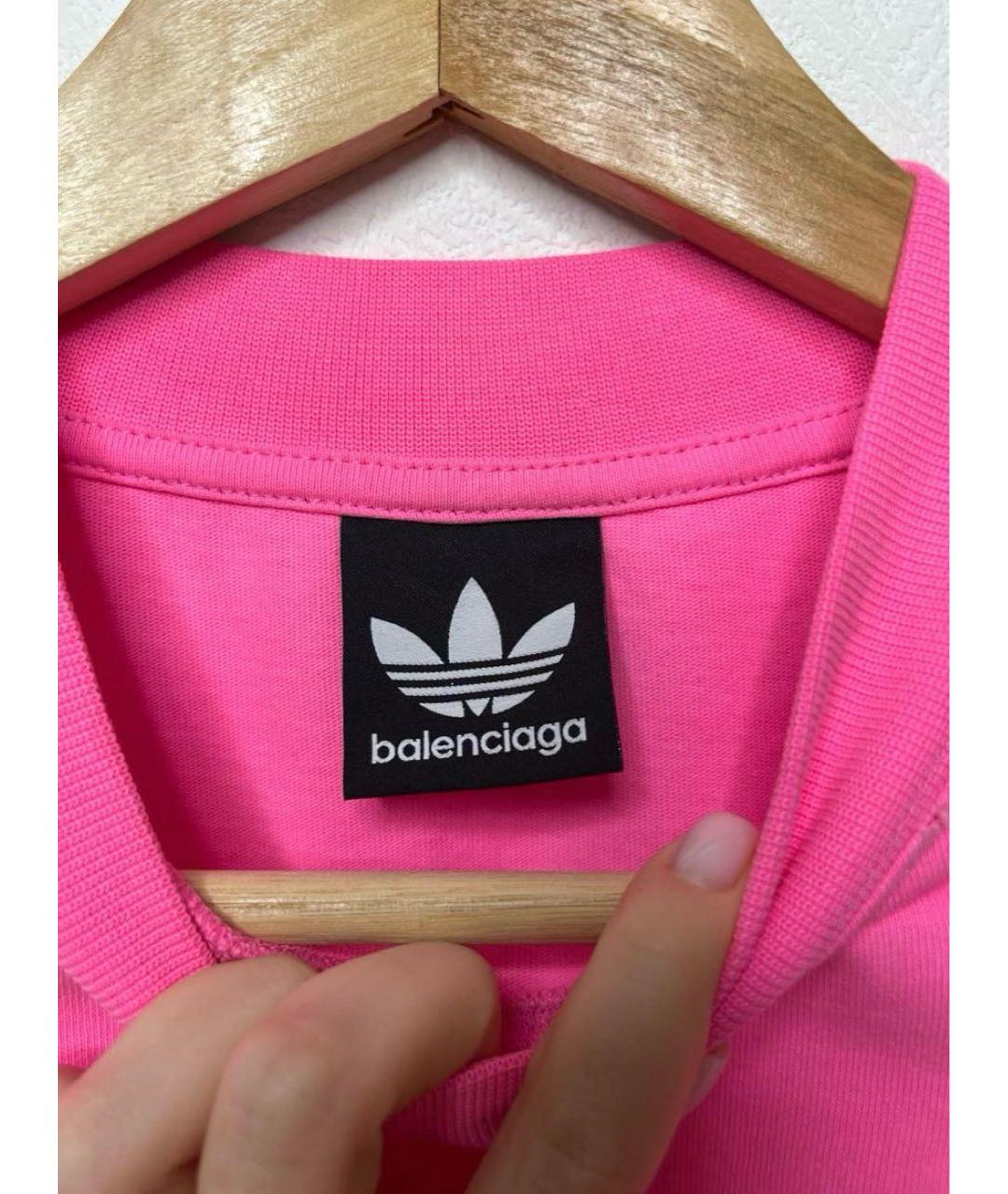 BALENCIAGA Розовая хлопковая футболка, фото 4