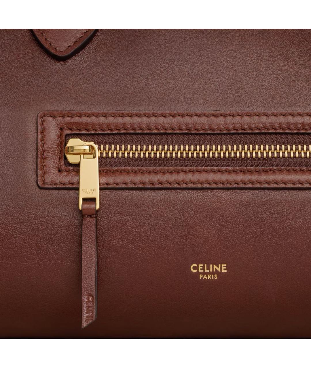 CELINE Коричневая кожаная сумка тоут, фото 5
