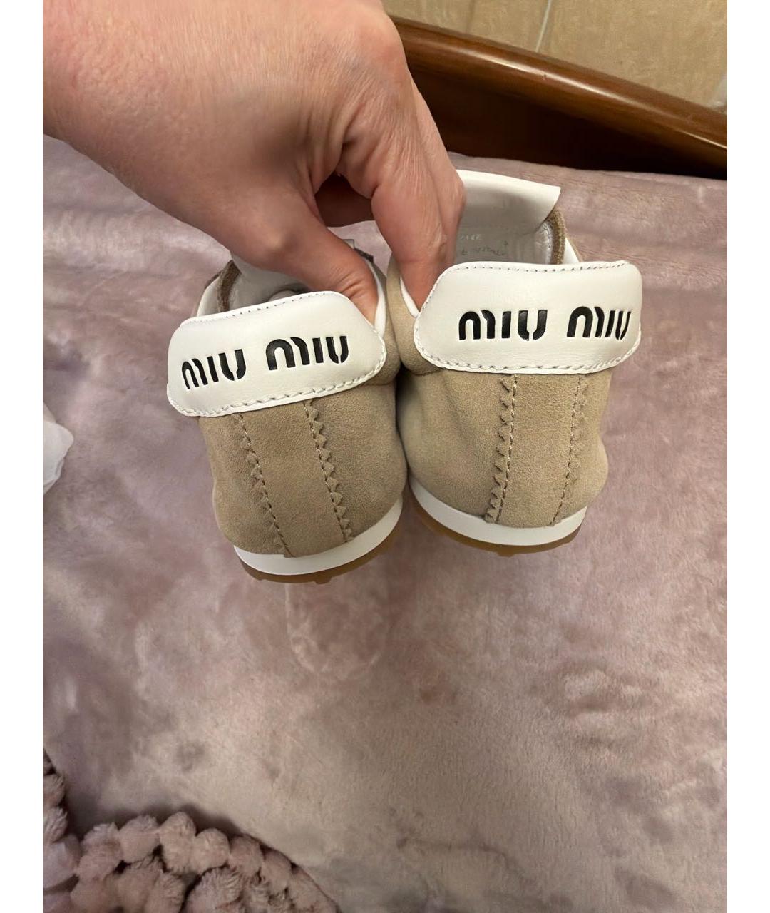 MIU MIU Коричневые замшевые кроссовки, фото 3