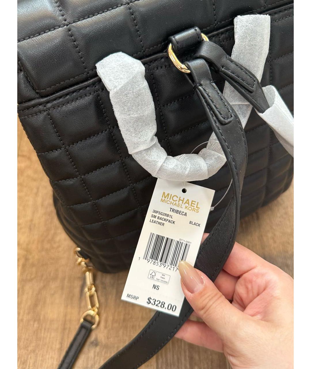 MICHAEL KORS Черный кожаный рюкзак, фото 6
