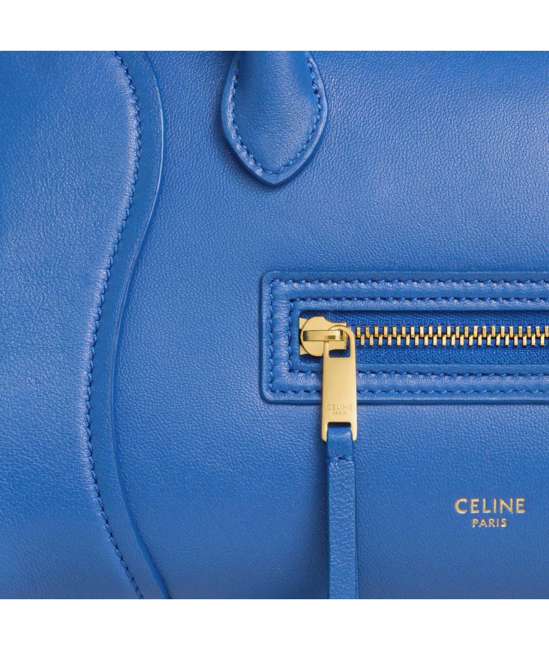 CELINE Синяя кожаная сумка тоут, фото 6