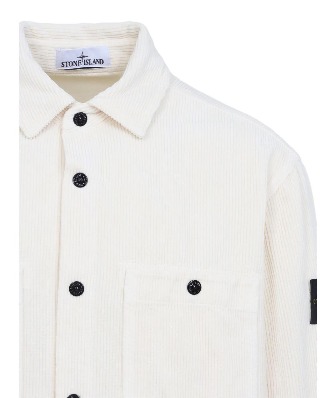 STONE ISLAND Белая хлопковая кэжуал рубашка, фото 3