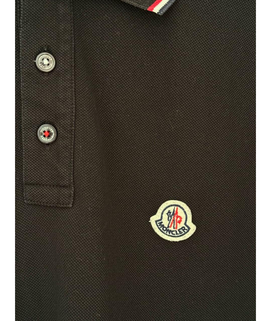 MONCLER Черное хлопковое поло с коротким рукавом, фото 2