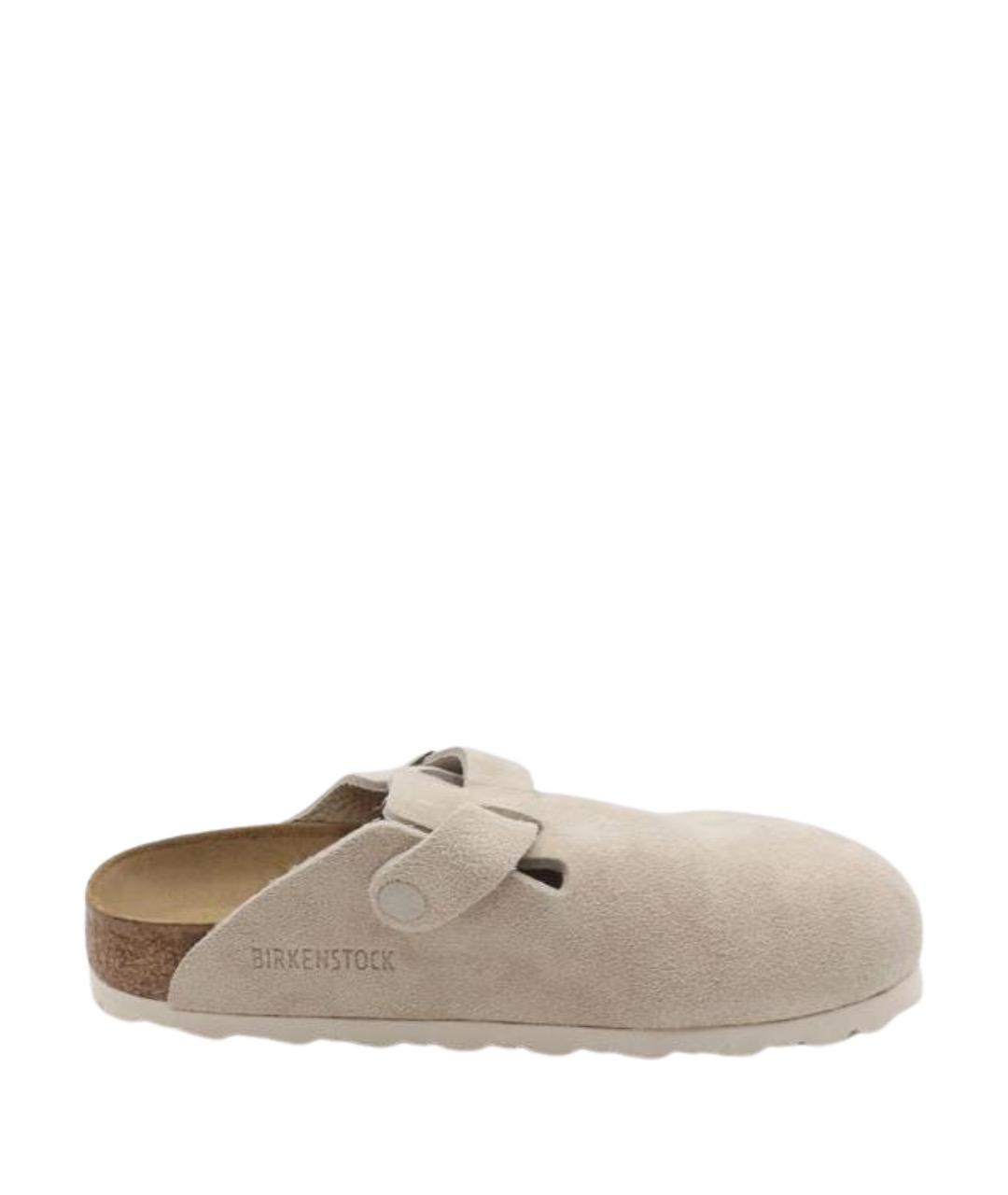 BIRKENSTOCK Бежевые замшевые сабо, фото 1