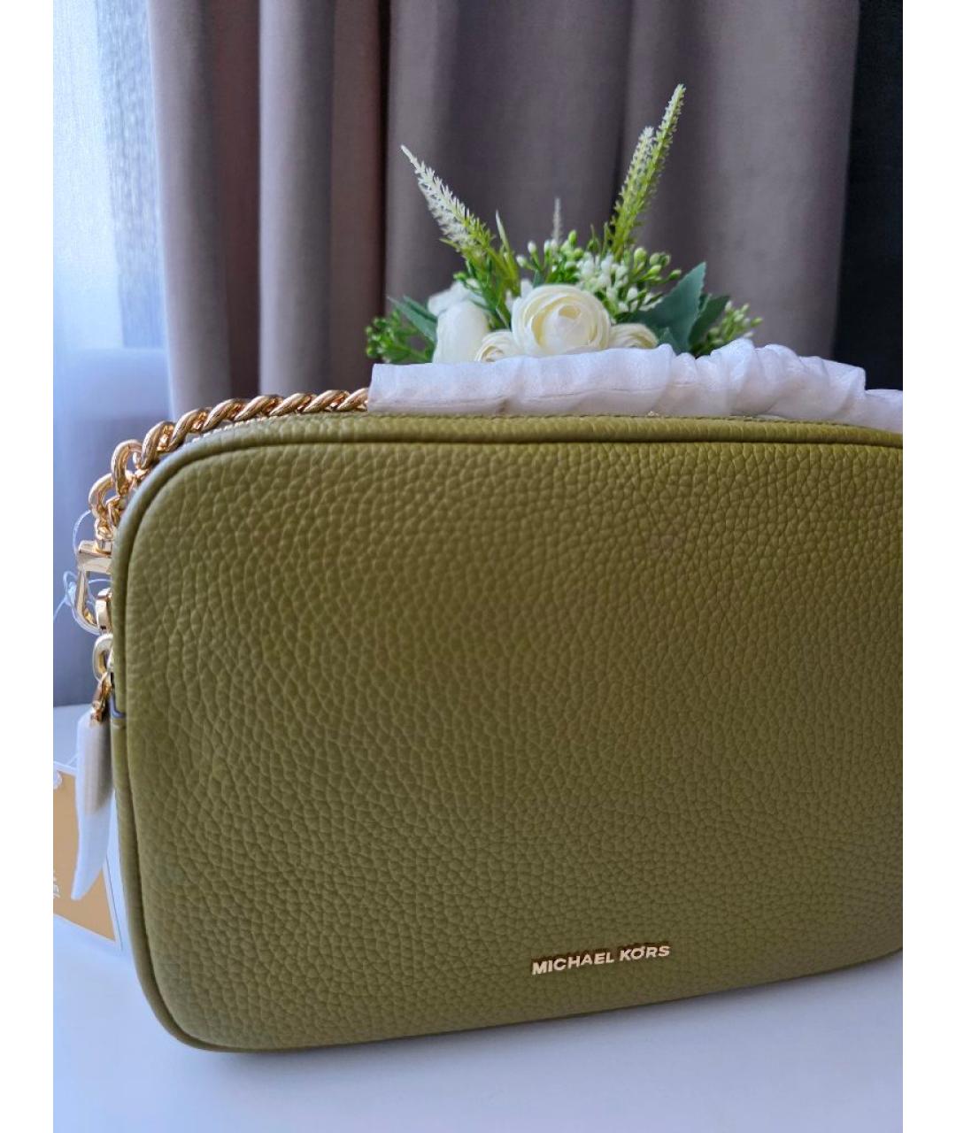 MICHAEL KORS Хаки кожаная сумка через плечо, фото 6