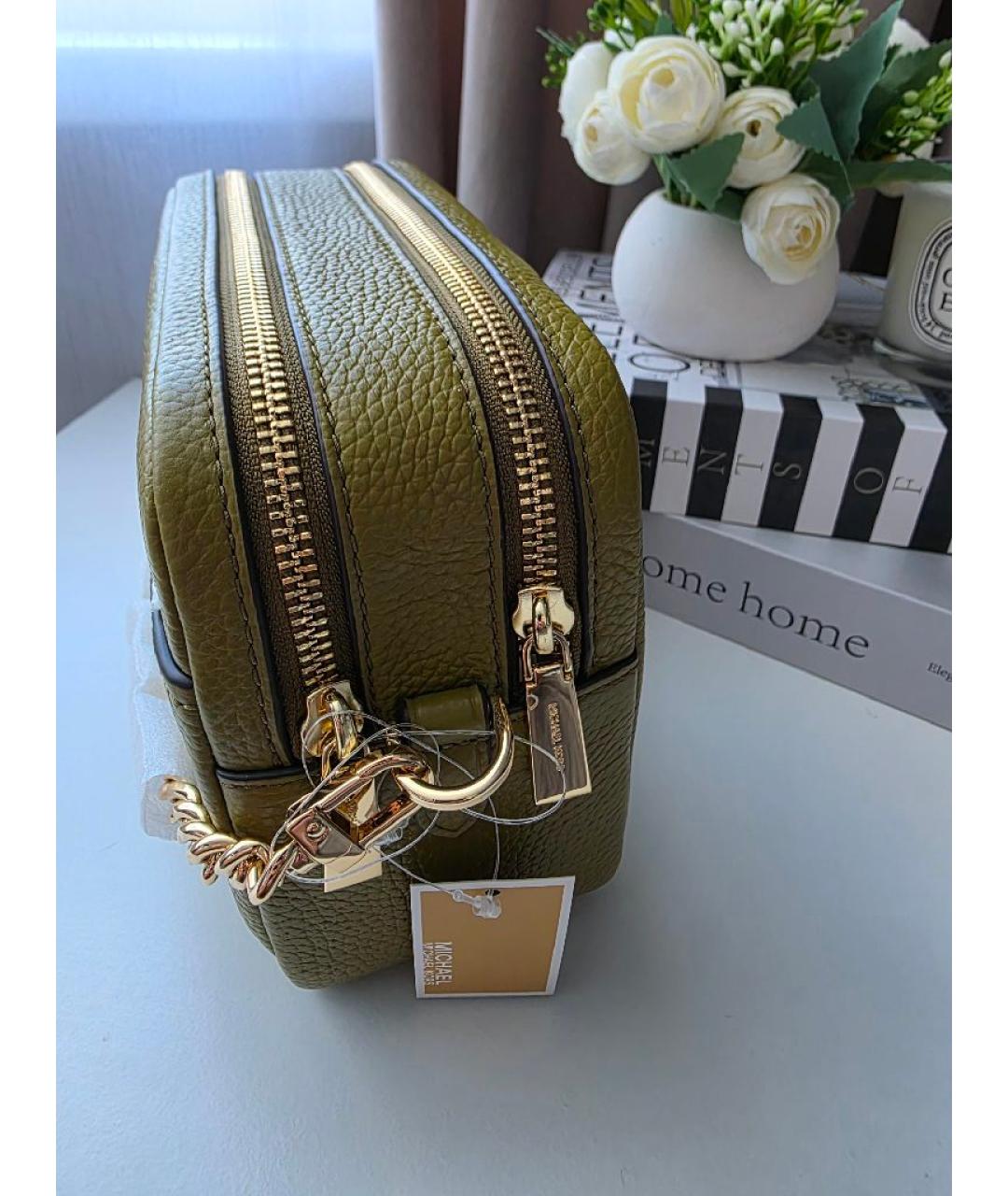 MICHAEL KORS Хаки кожаная сумка через плечо, фото 8