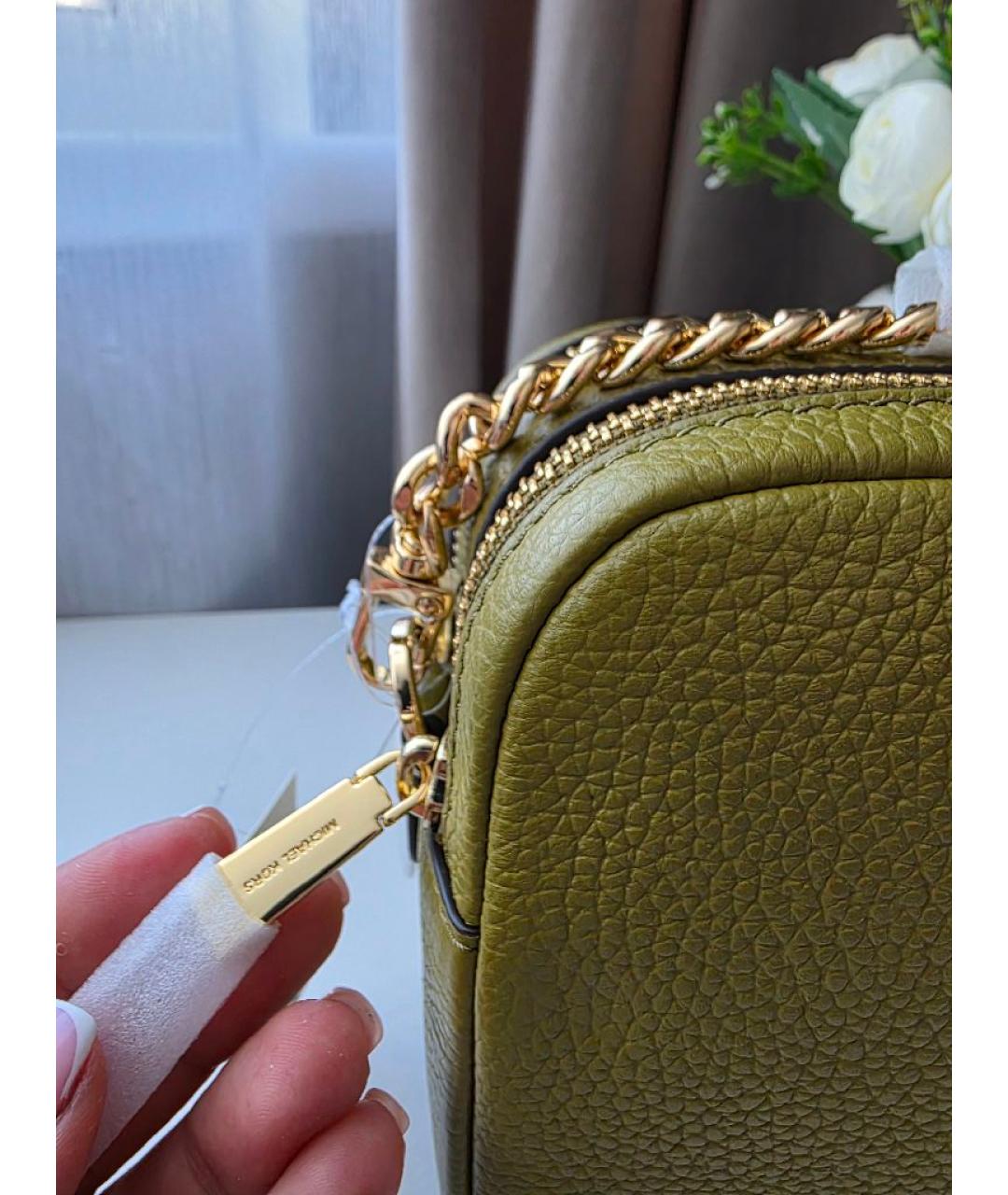 MICHAEL KORS Хаки кожаная сумка через плечо, фото 7