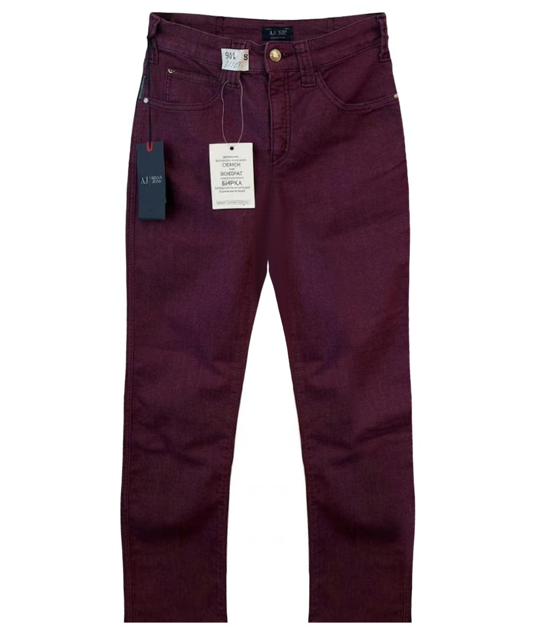 ARMANI JEANS Бордовые хлопко-эластановые прямые джинсы, фото 1