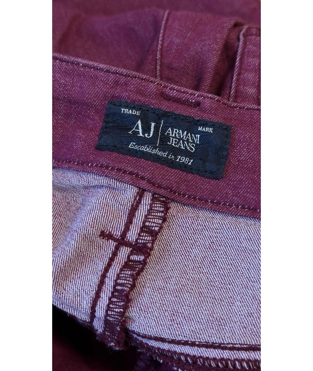 ARMANI JEANS Бордовые хлопко-эластановые прямые джинсы, фото 2