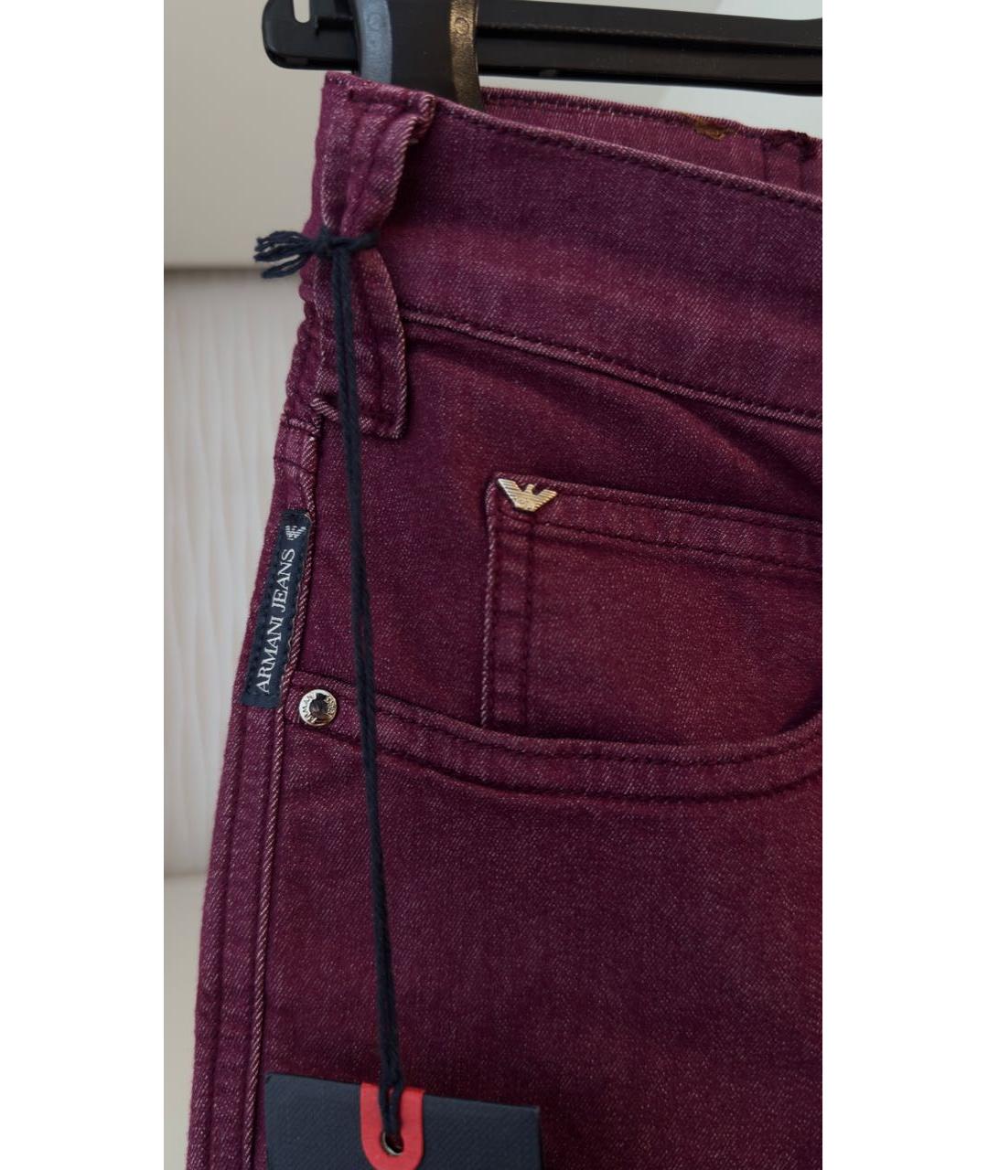 ARMANI JEANS Бордовые хлопко-эластановые прямые джинсы, фото 5