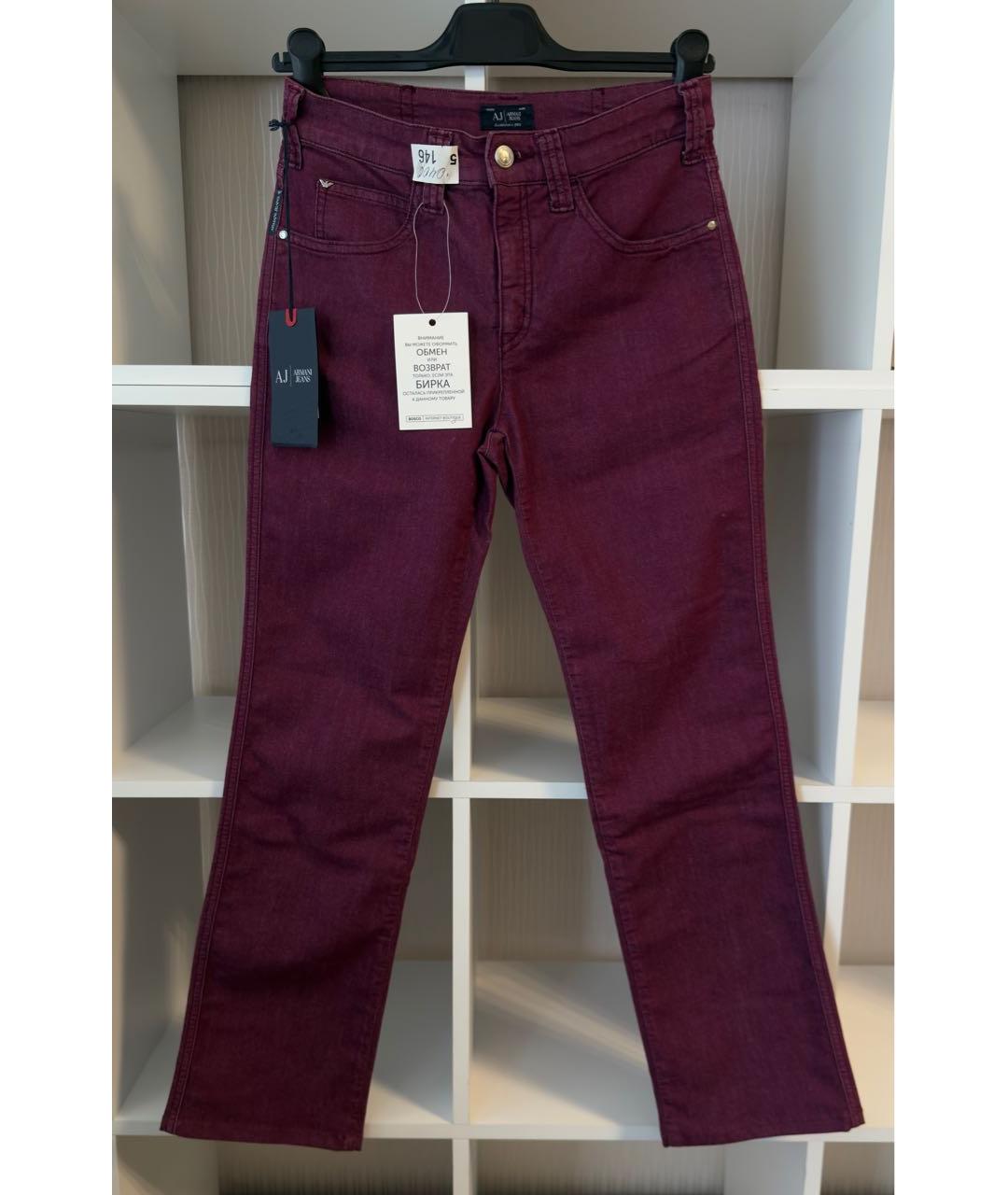 ARMANI JEANS Бордовые хлопко-эластановые прямые джинсы, фото 7