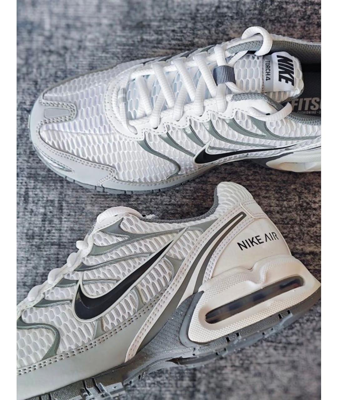NIKE Белые текстильные низкие кроссовки / кеды, фото 6