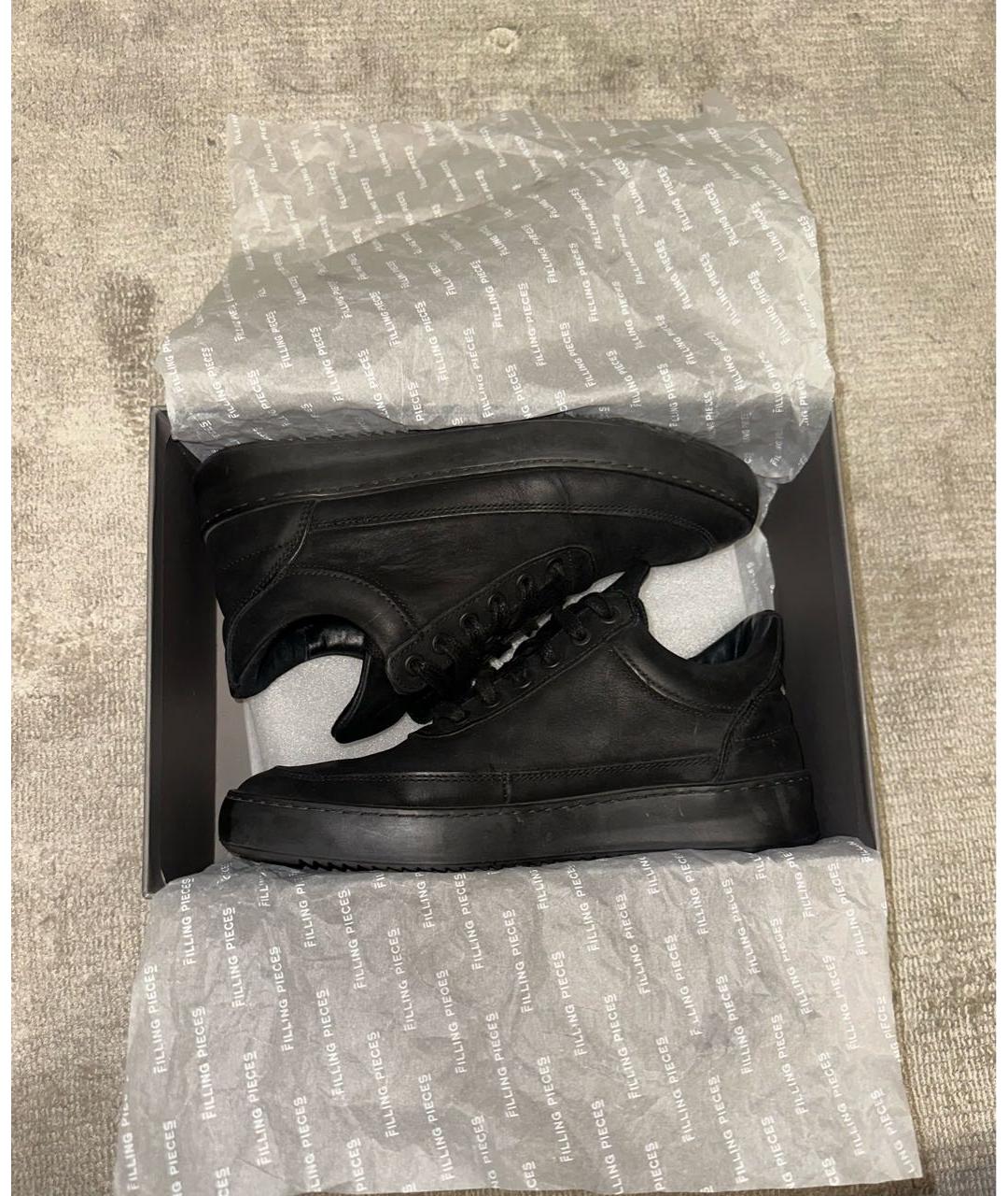 Filling pieces Черные кожаные низкие кроссовки / кеды, фото 5