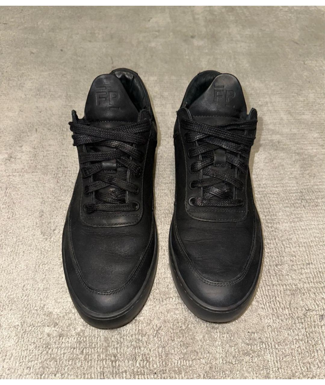Filling pieces Черные кожаные низкие кроссовки / кеды, фото 3