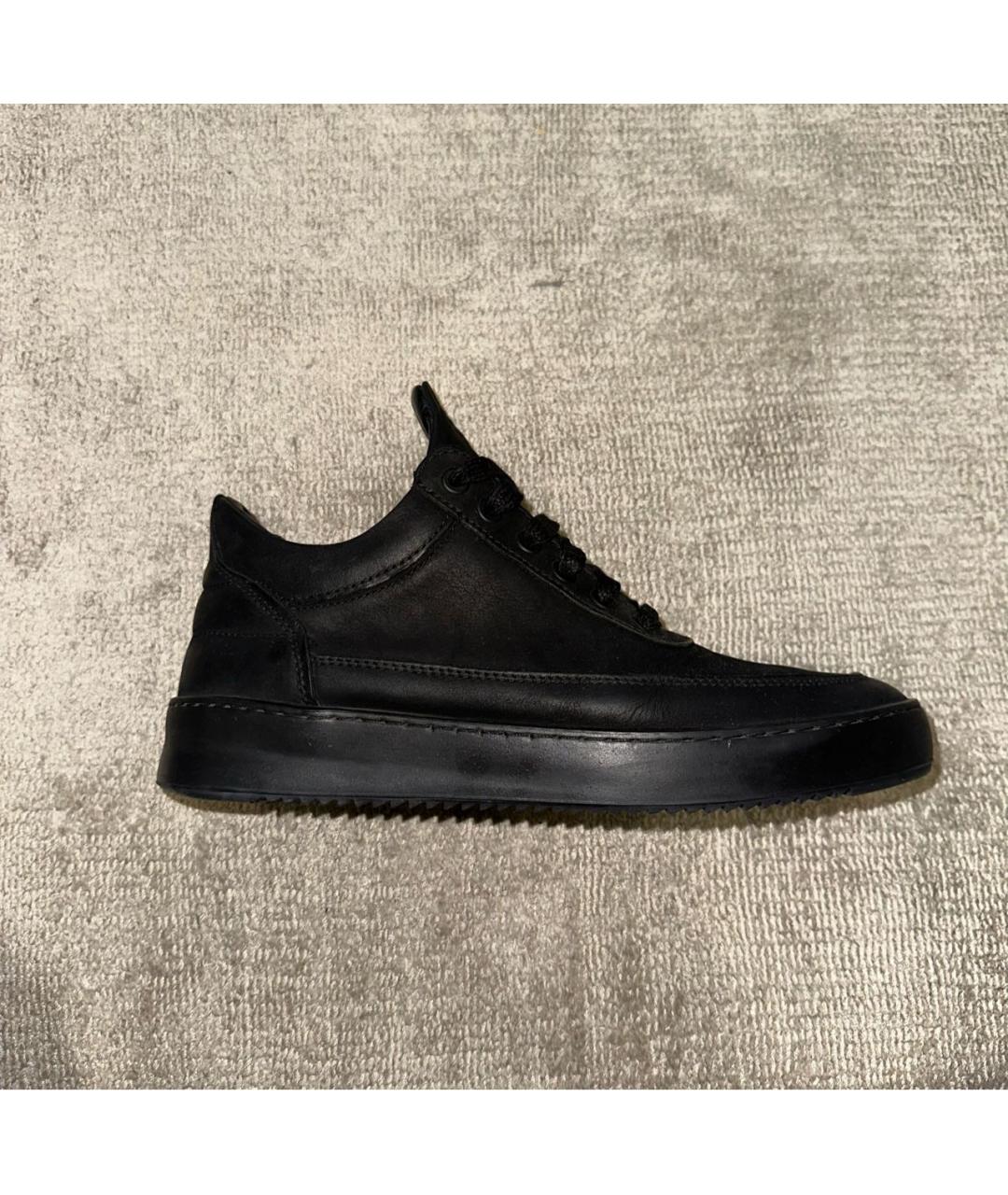 Filling pieces Черные кожаные низкие кроссовки / кеды, фото 8