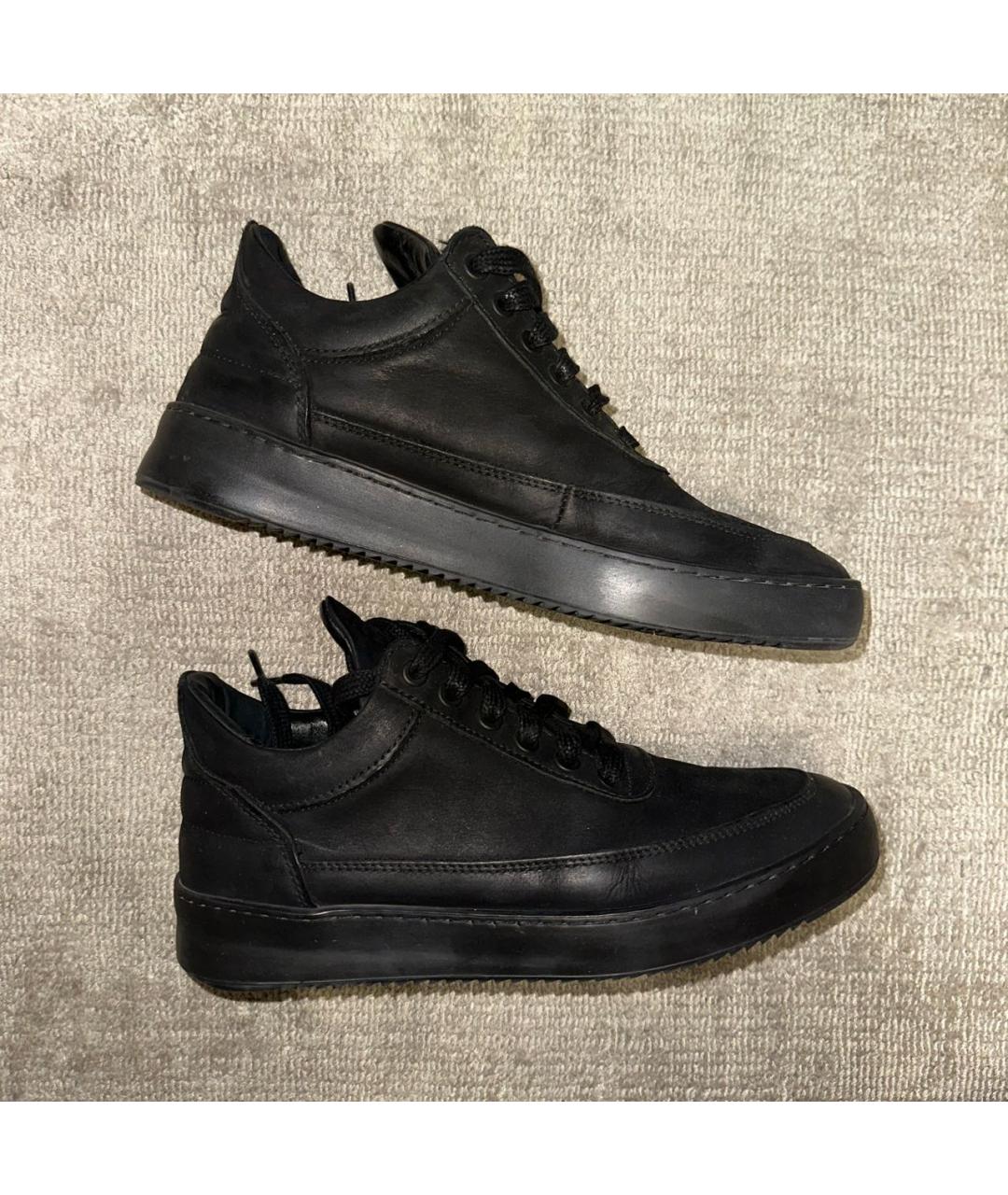 Filling pieces Черные кожаные низкие кроссовки / кеды, фото 8