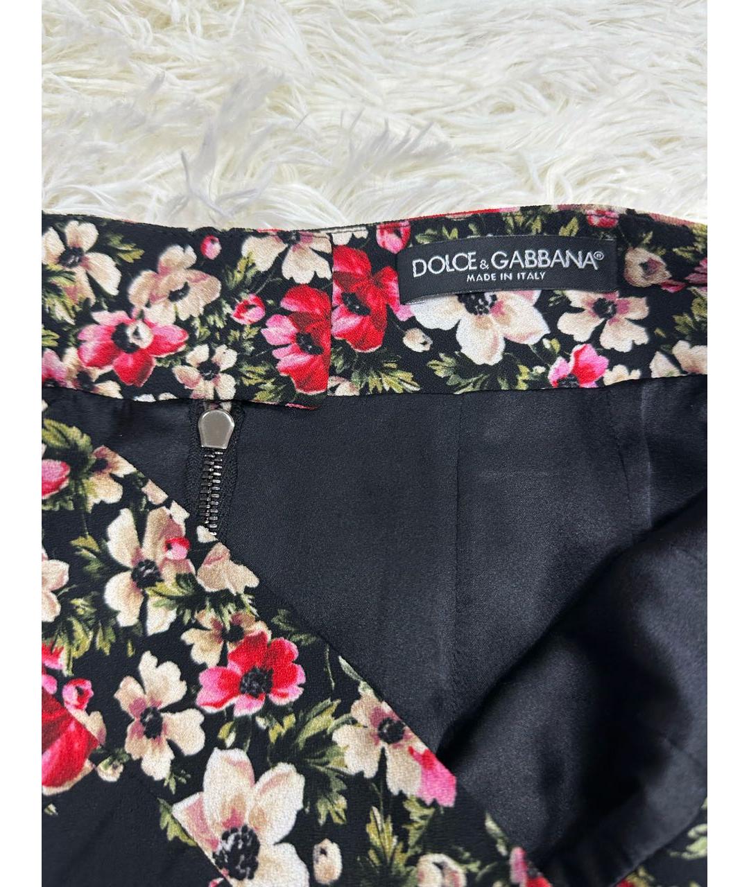 DOLCE&GABBANA Мульти шелковая юбка миди, фото 3
