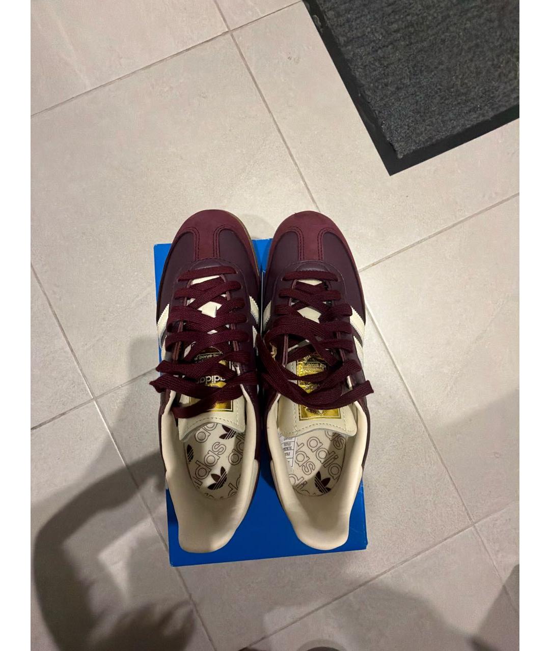 ADIDAS Бордовые кожаные кроссовки, фото 3