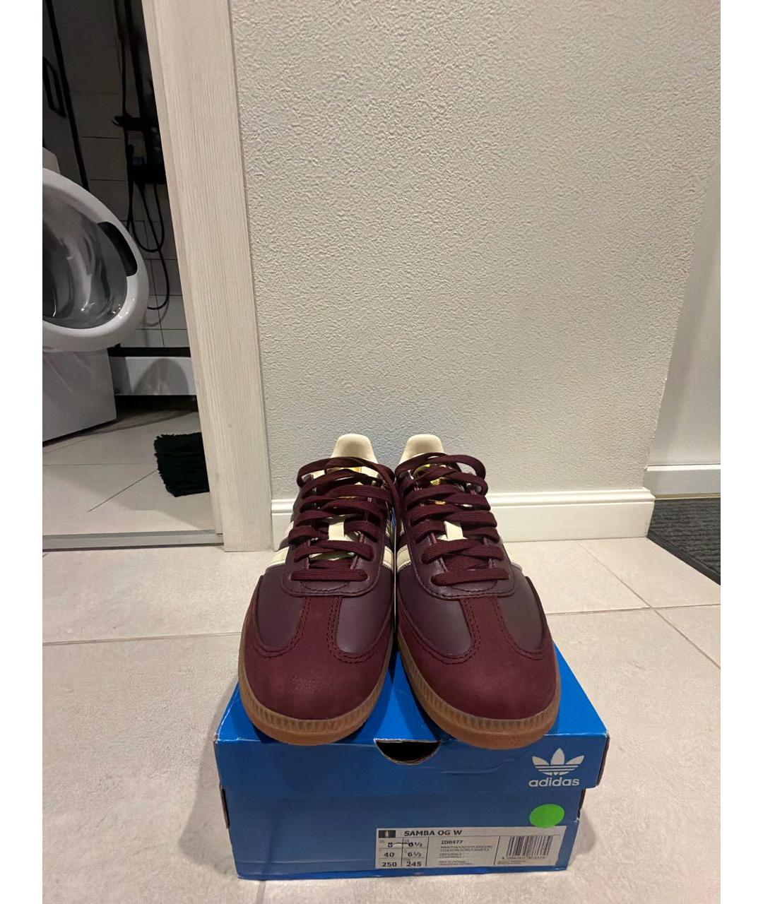 ADIDAS Бордовые кожаные кроссовки, фото 2