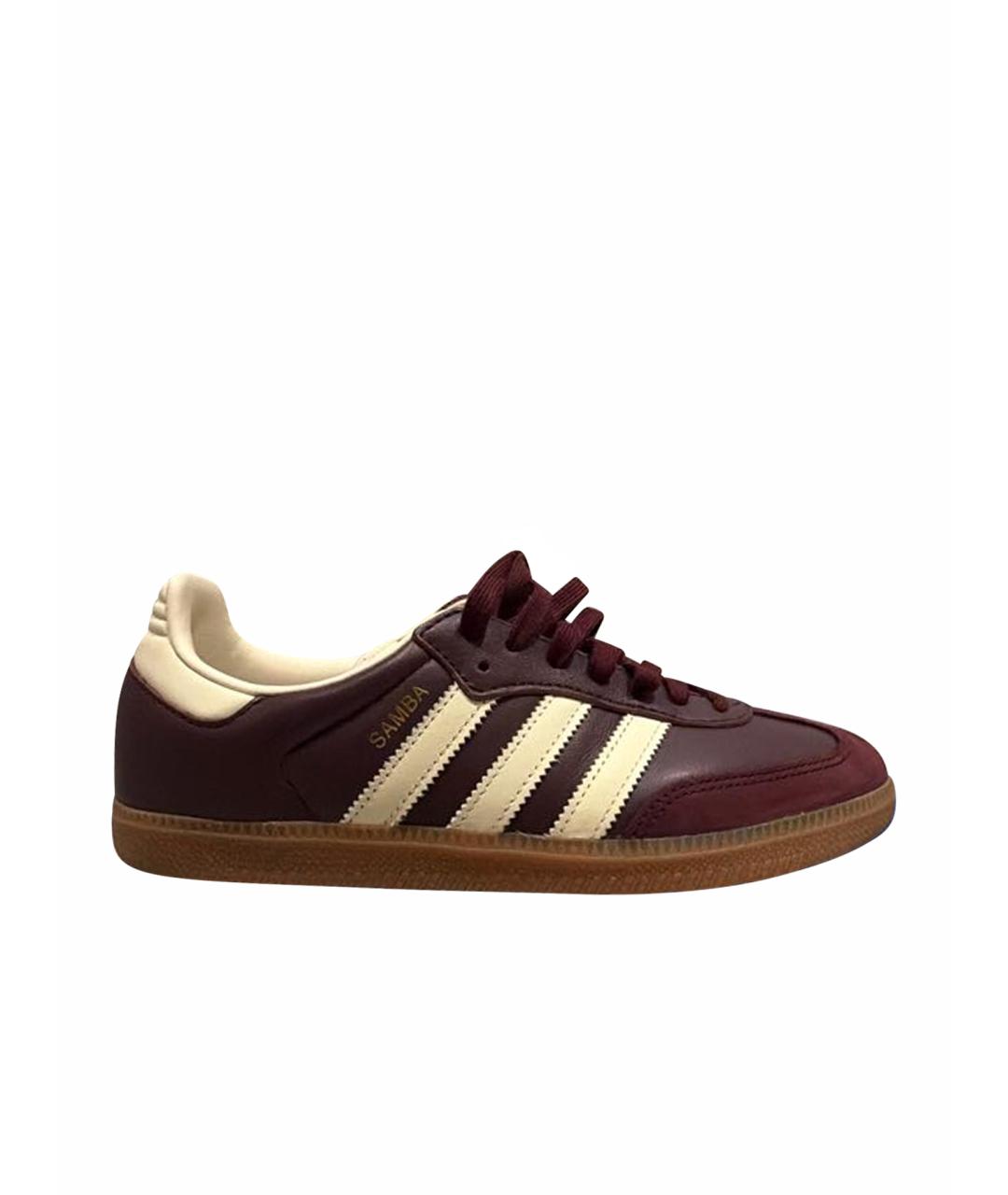 ADIDAS Бордовые кожаные кроссовки, фото 1
