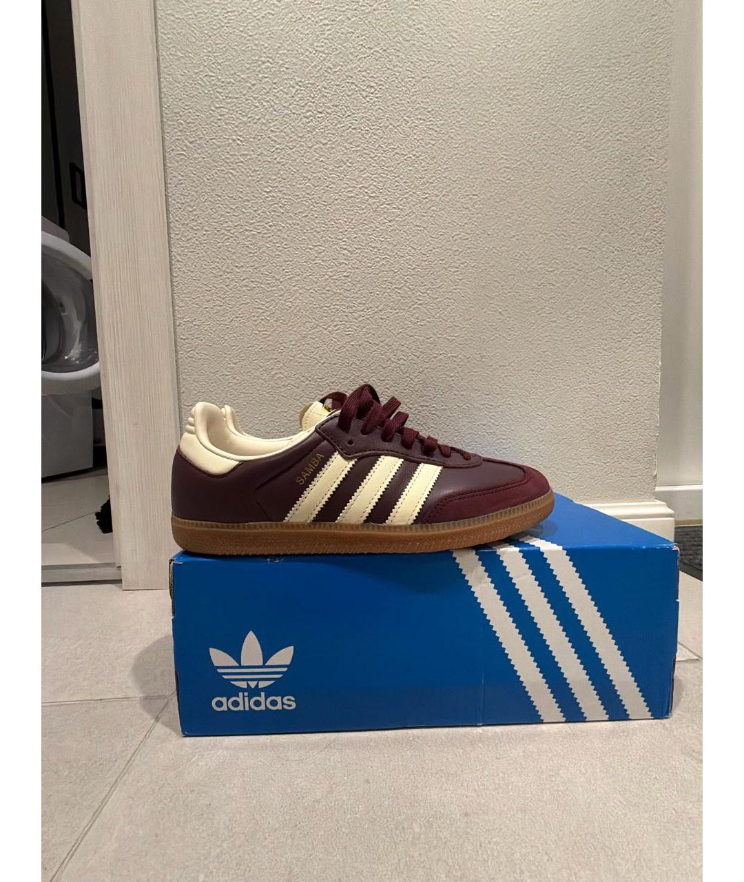 ADIDAS Бордовые кожаные кроссовки, фото 5