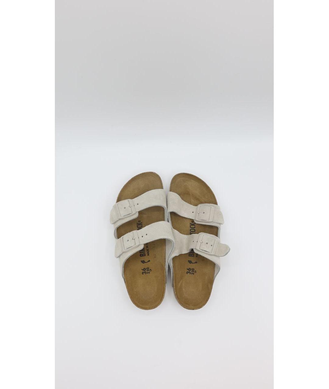BIRKENSTOCK Бежевые замшевые сандалии, фото 4