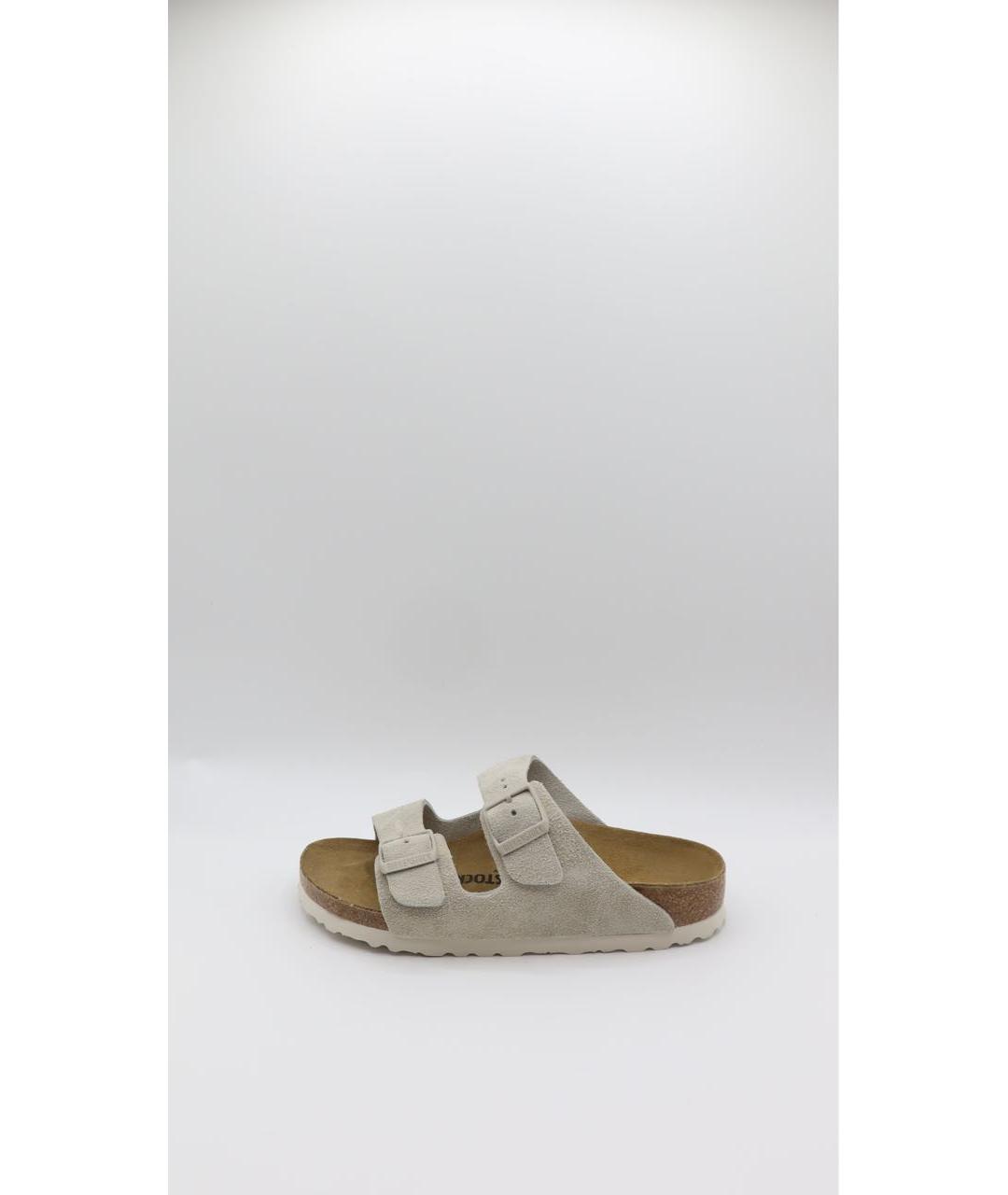 BIRKENSTOCK Бежевые замшевые сандалии, фото 5