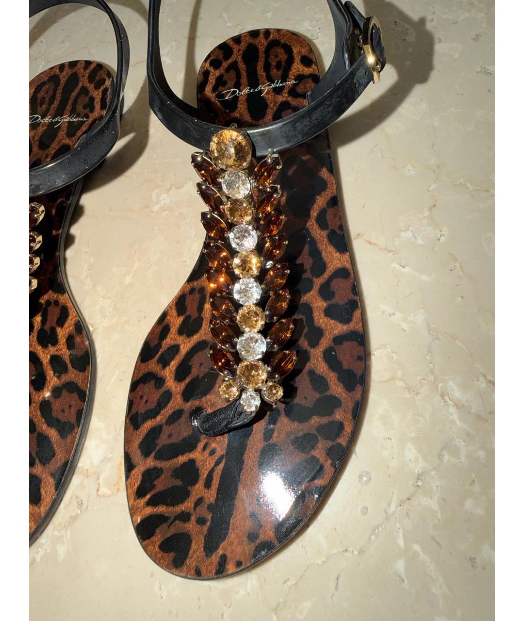DOLCE&GABBANA Коричневые резиновые сандалии, фото 3