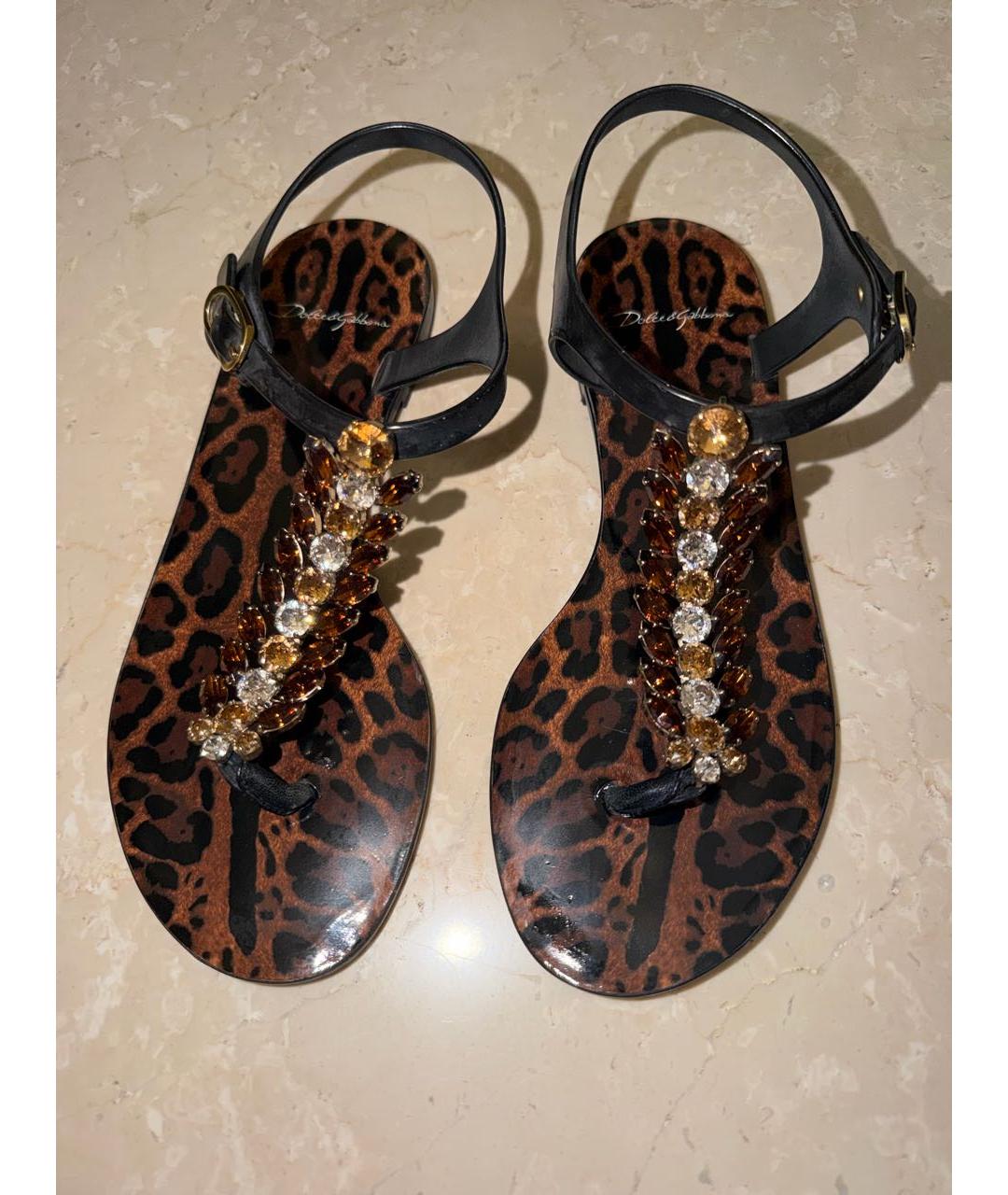 DOLCE&GABBANA Коричневые резиновые сандалии, фото 2