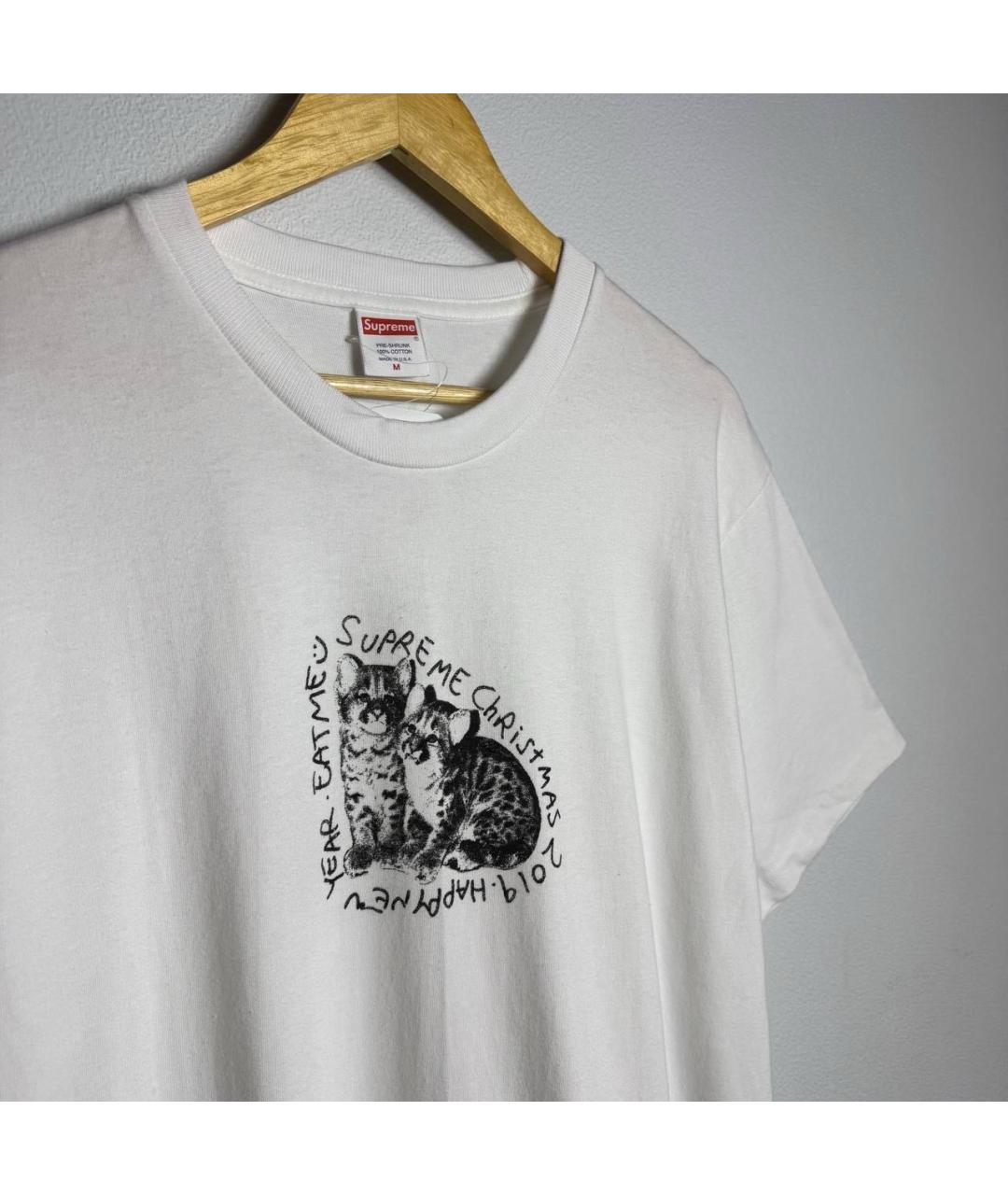 SUPREME Белая хлопковая футболка, фото 2