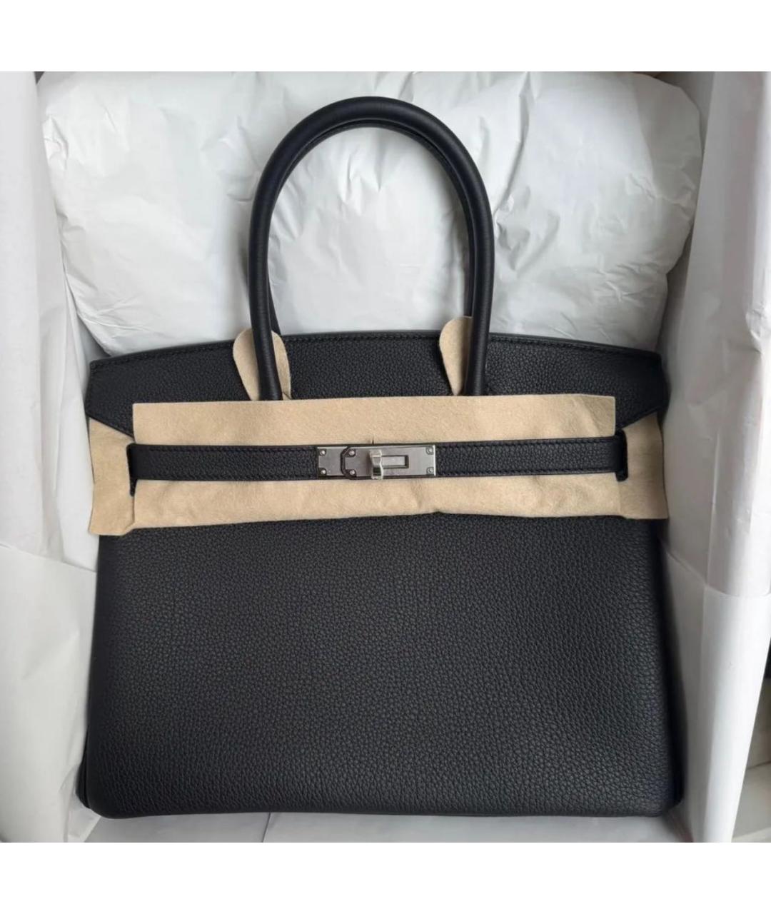 HERMES Черная кожаная сумка с короткими ручками, фото 9