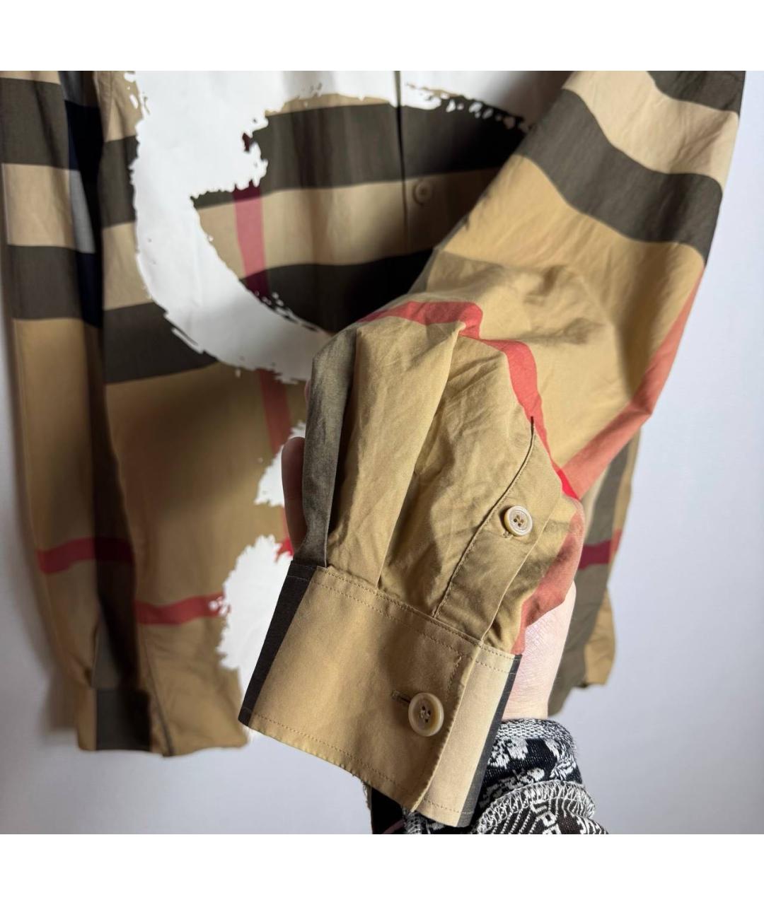 BURBERRY Бежевая хлопковая кэжуал рубашка, фото 5