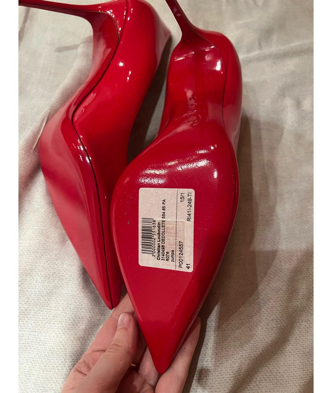 CHRISTIAN LOUBOUTIN Красные туфли из лакированной кожи, фото 5