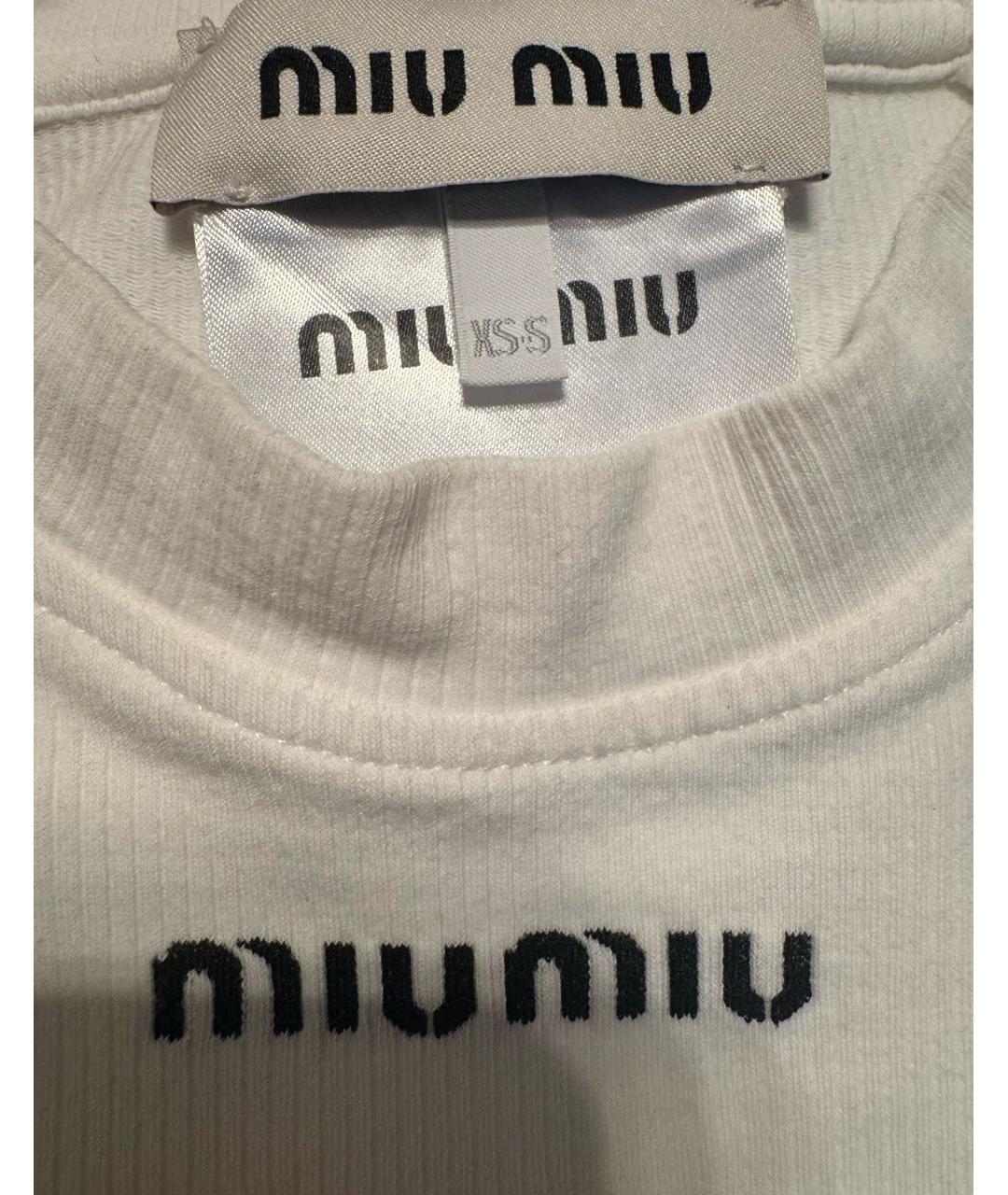MIU MIU Белая хлопковая футболка, фото 4