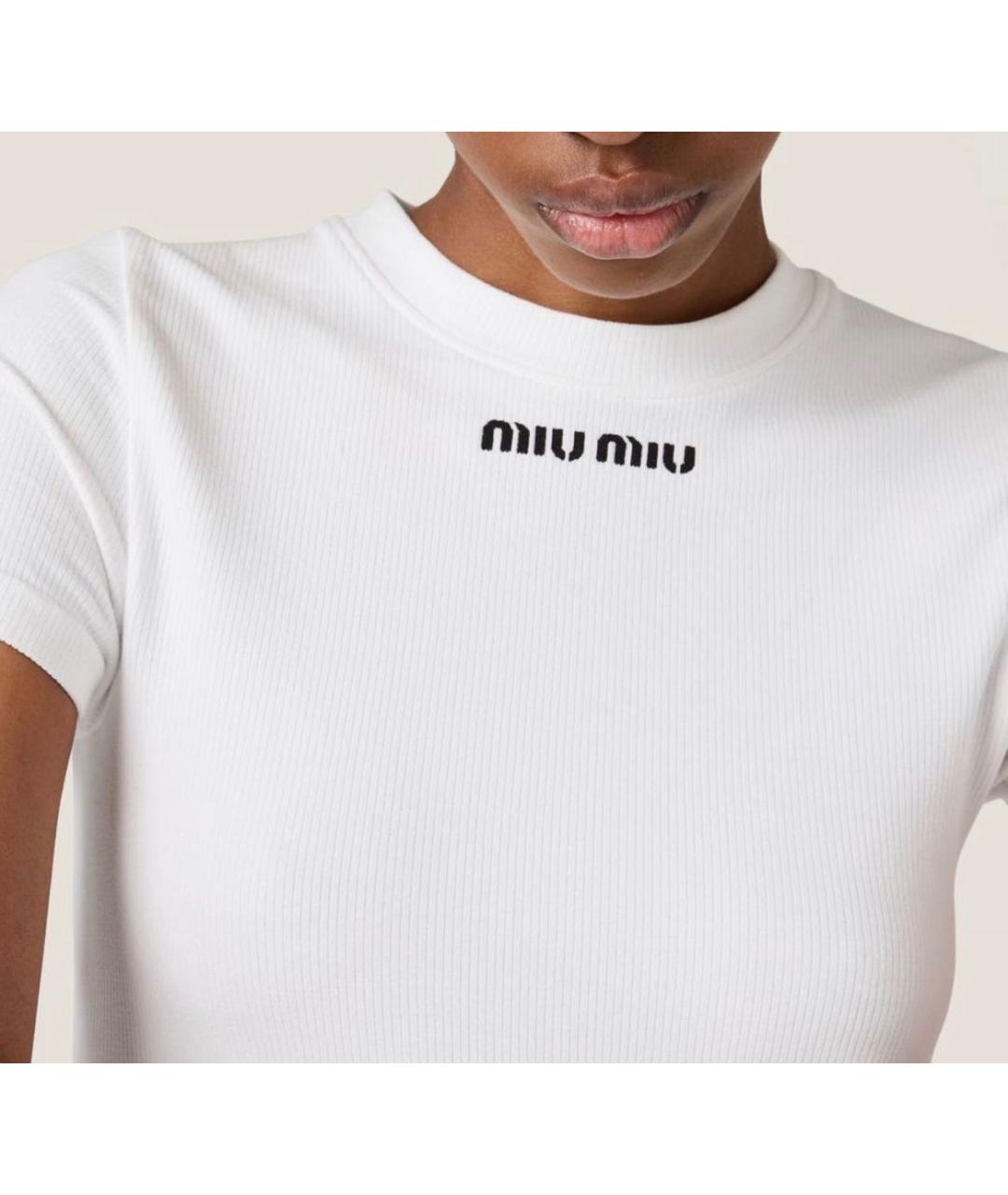 MIU MIU Белая хлопковая футболка, фото 6