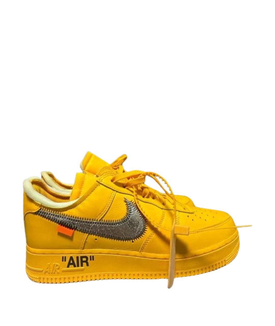 NIKE X OFF-WHITE Желтые кожаные низкие кроссовки / кеды, фото 1