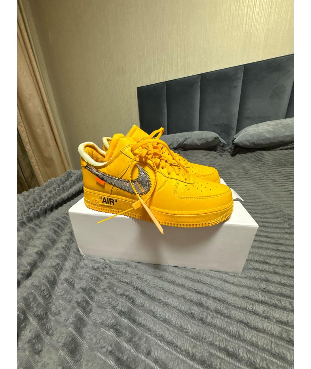 NIKE X OFF-WHITE Желтые кожаные низкие кроссовки / кеды, фото 6