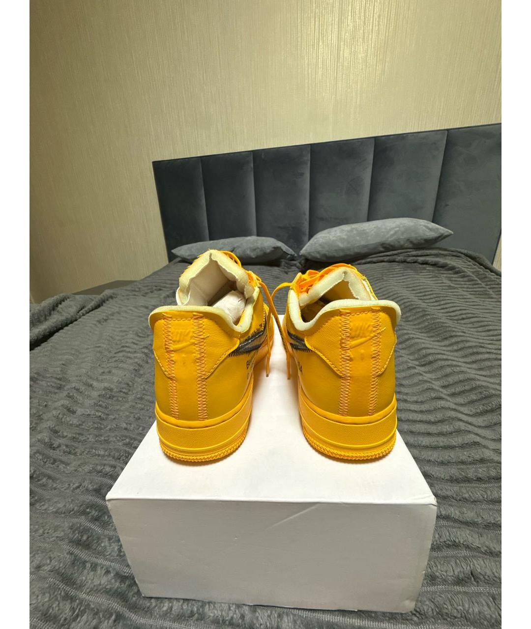 NIKE X OFF-WHITE Желтые кожаные низкие кроссовки / кеды, фото 4