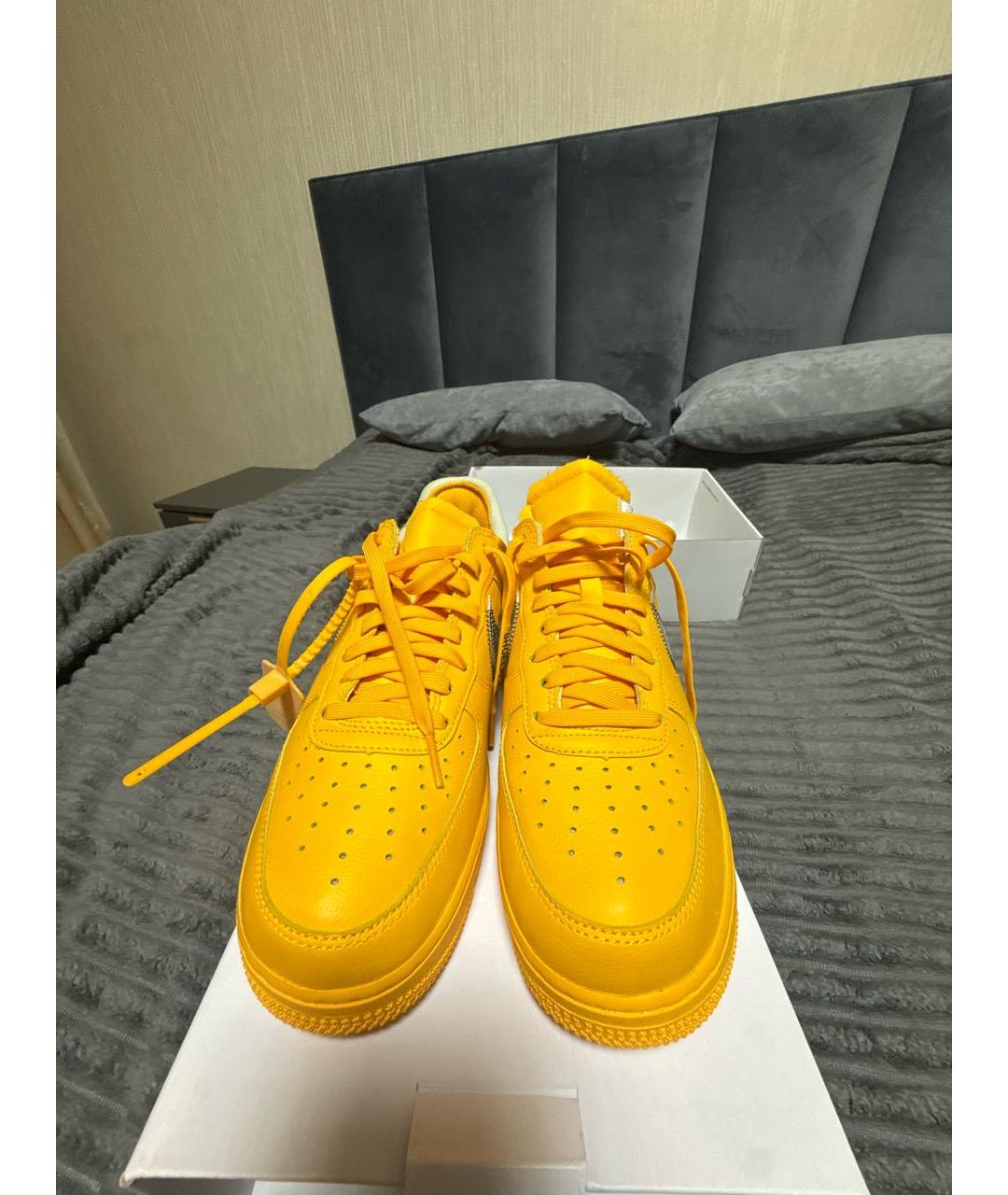 NIKE X OFF-WHITE Желтые кожаные низкие кроссовки / кеды, фото 2