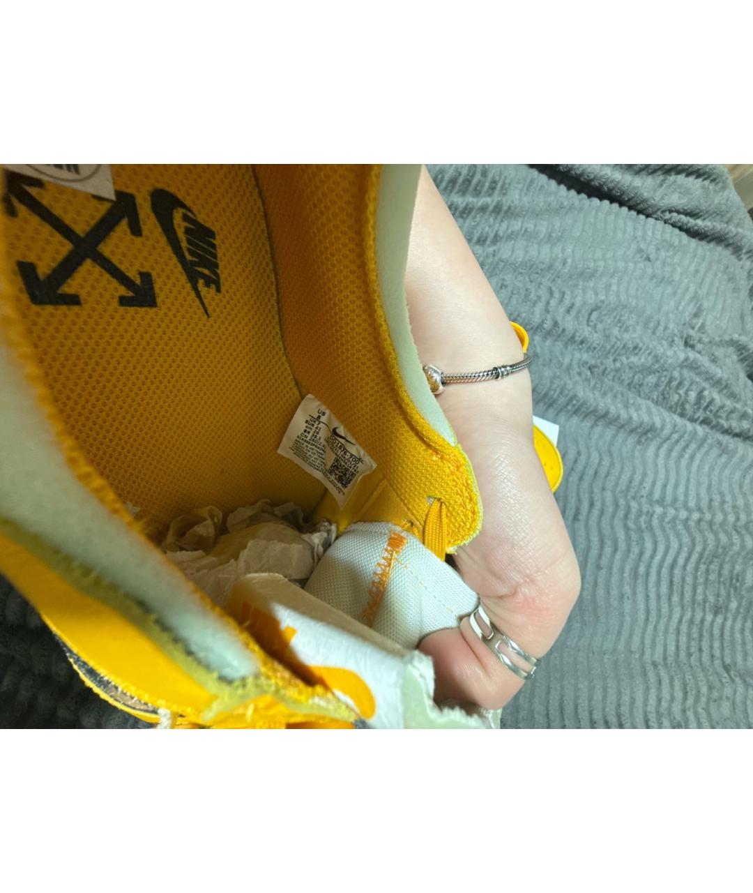 NIKE X OFF-WHITE Желтые кожаные низкие кроссовки / кеды, фото 5