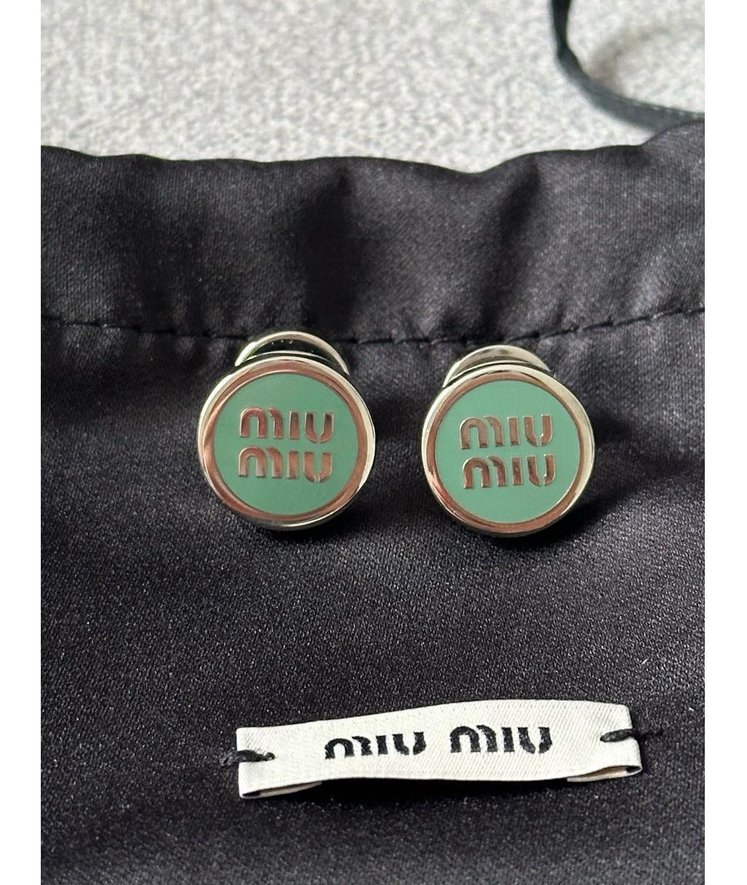 MIU MIU Зеленые металлические серьги, фото 3