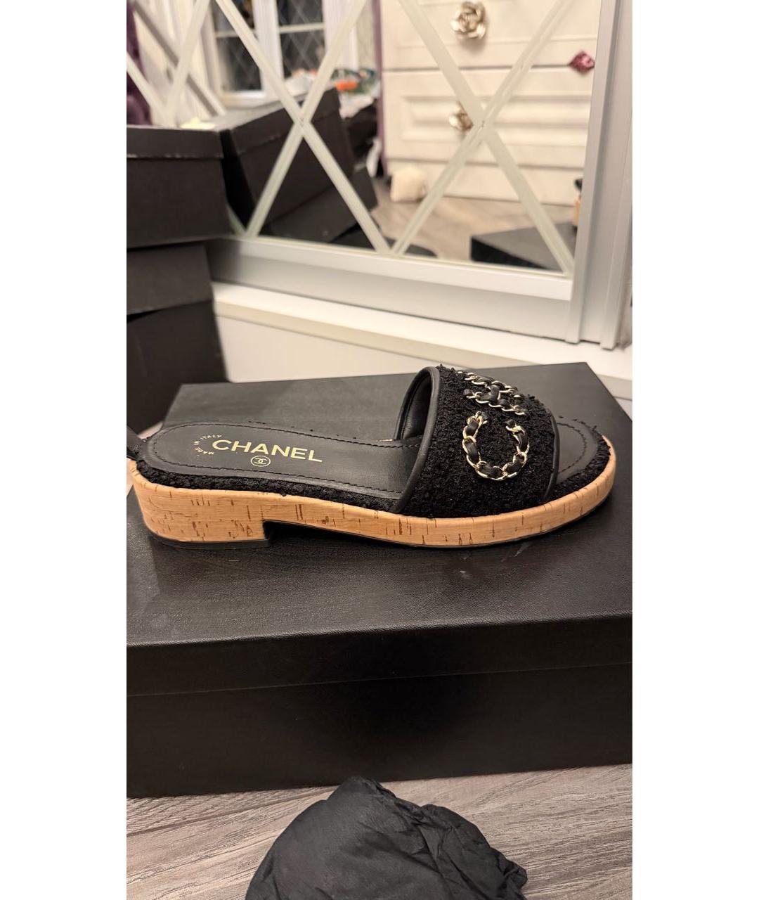 CHANEL Черные шлепанцы, фото 6